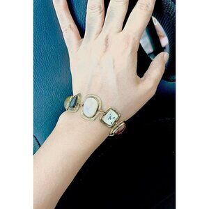 Chunky link bracelet Vintage statement bracelet chain stone gold boho bracelet